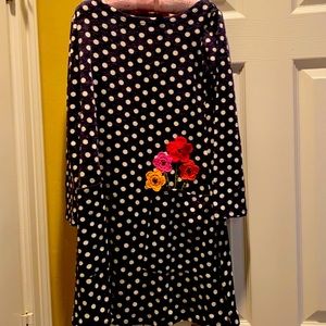 Super cute navy with white polkadots dress light sweater type material